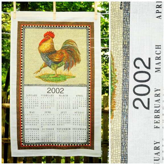 Vintage Other - Vintage 2002 Country Proud Dancing Rooster Calendar Towel Cottagecore Farmcore